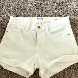 Frame white jean shorts